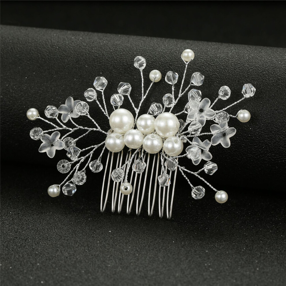 Penghui-Toys (5) Pearl Rhinestone Hair Comb For Women