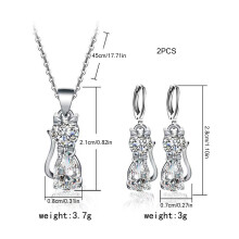 (Two-piece set) Shiny Zircon Necklace & Earrings Set for Women