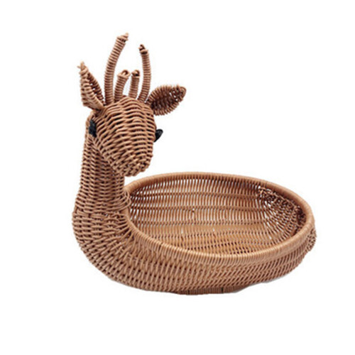 (Oshika) Woven Rattan Fruit Basket with Tray 1