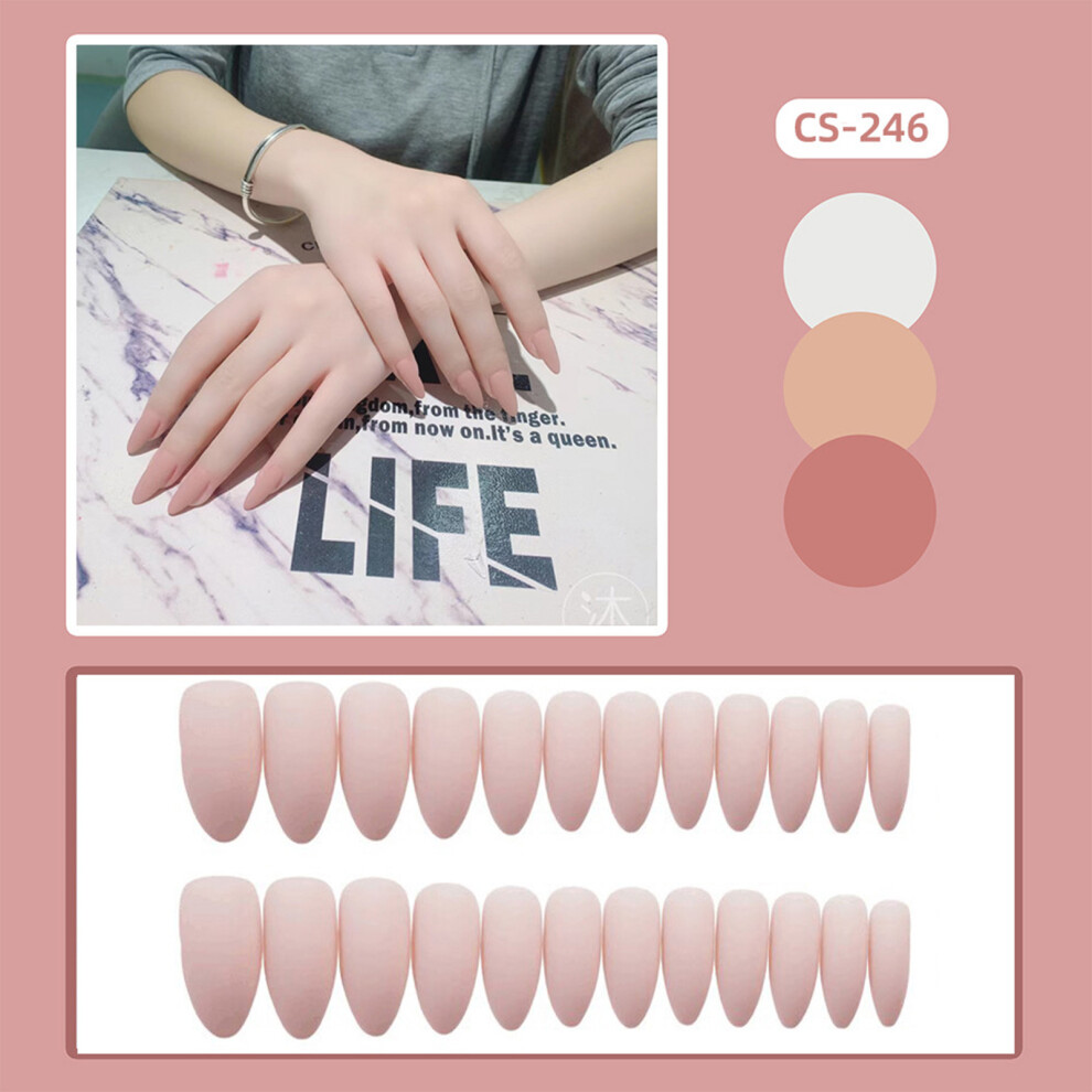 Penghui-Toys (Jelly Glue Model) Frosted Pink Ballet Fake Nails - Durable & Comfortable