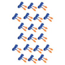 20 Pcs Safety Silicone Soft Ear Plugs - Hearing Protection Muffs with Cord - Noise for Work Home Sleeping Orange