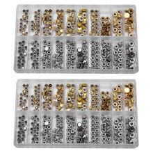 2X Waterproof Watch Crown Parts Replacement Assorted Gold & Silver Dome Flat Watch Repair Tool Kit for Watchmaker