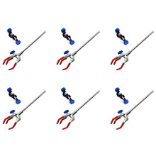 6X Lab Clamp 3 Prong Finger Adjust Jaw with Scientific Extension Adjustable Black Laboratory Stand Clip