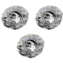 3X Shower Cap Heat Insulation Aluminum Foil Hat Elastic Bathing Cap for Women Hair Salon Bathroom -Silver