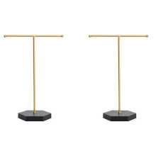 2X Suporte para Colar Expositor de Jóias T-Bar Chapeado Metal Mesa Organizador de Jóias Torre para Mostrar Jóias Pendurado A