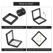 8 Pieces of Challenge Coin Holder 3D Floating Frame with Bracket Anti-Tarnishing Jewelry Box Coin Display Cabinet Black
