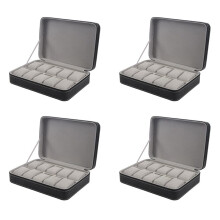 4X Tragbare Uhren Box Aufbewahrungs Tasche Pu Leder Sarg Reißverschluss Klassischen Stil 10 Karo Multifunktions Armband Vitrine