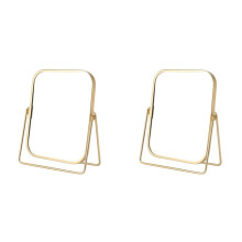2X Kosmetik Spiegel mit Metall StäNder 360 Grad Drehbar Desktop Tisch Spiegel