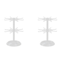 2X Countertop Acrylic Rotating Keychain Rack Adjustable 2 Tire Spinner Display Holder Trinkets Jewelry Organizer Stand-A