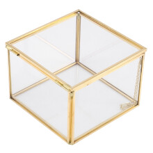 2X Square Opening Glass Geometry Garden Jewelry Boxs Mirror Jewelry Storage Box Eternal Flower Decoration Box Crafts
