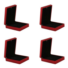 4X LED Lighted Necklace Box Rubber + Plush Pendant Case for Jewelry Display Wedding Valentine'S Day Gift (Red)