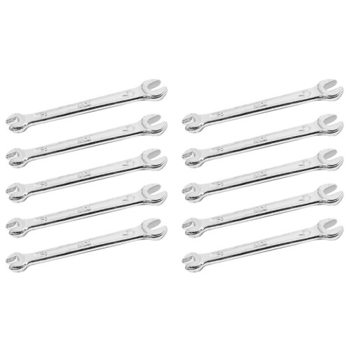 10X Silver Tone 5.5mm X 7mm U Shape Double Open-Ended Wrench Tool