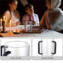 2X Hand Washing Cup with Dual Handles Acrylic Washing Cup for Netilat YadayimNegel Vasser Wash Cup Handles Black