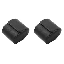 2X 1-Slot Watch Roll Travel Case Portable Vintage Leather Watch Display Case Watch Storage Box Watch Organizers Black S