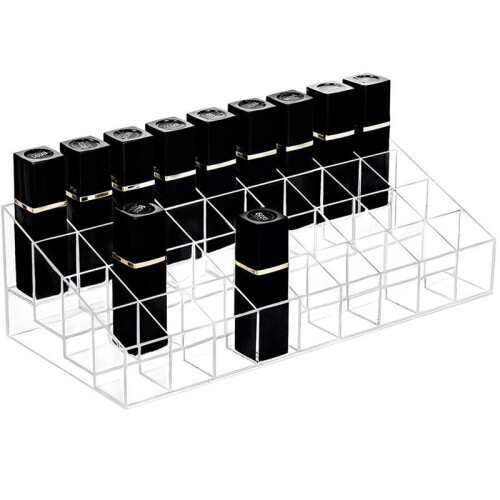 3X 36 Grid Transparent Acrylic Lipstick Storage Rack Cosmetic Display Rack 2