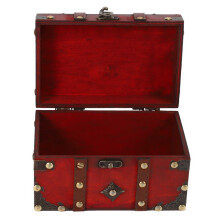 2X Retro Treasure Chest Vintage Wooden Storage Box Antique Style Jewelry Organizer for Jewelry Box Trinket Box Small