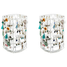 2X 360 Rotating Earring Holder Stand Clear Earrings Organizer, Acrylic Jewelry Storage Display Rack