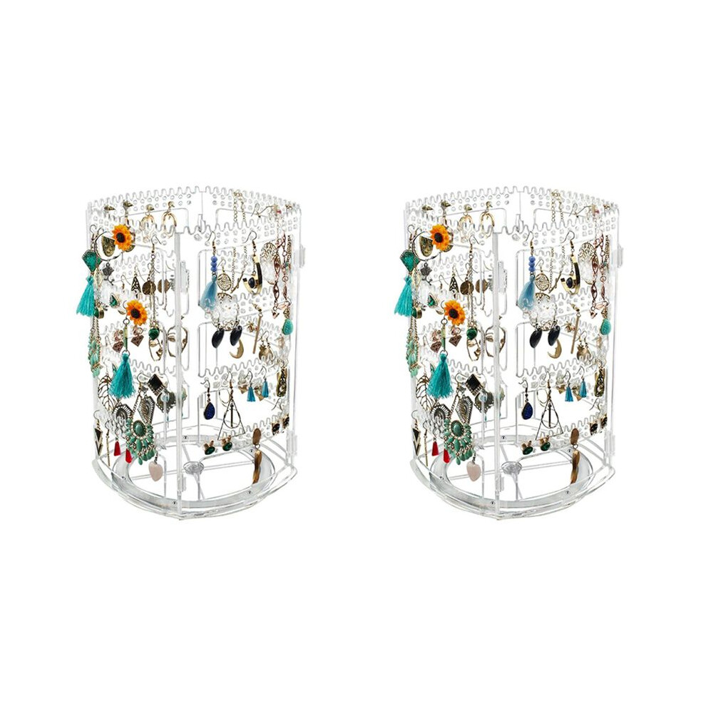 Semoic 2X 360 Rotating Earring Holder Stand Clear Earrings Organizer, Acrylic Jewelry Storage Display Rack