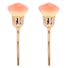2X Nail Dust Brush Rose Brush Nail Art Cleaning Brush Blush Powder Brush(Gold)