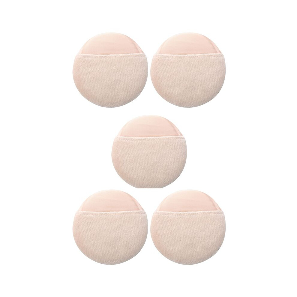 5X Women Cosmetic Beige White Round Face Makeup Facial Powder Puff