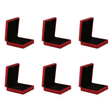 6X LED Lighted Necklace Box Rubber + Plush Pendant Case for Jewelry Display Wedding Valentine's Day Gift (Red)