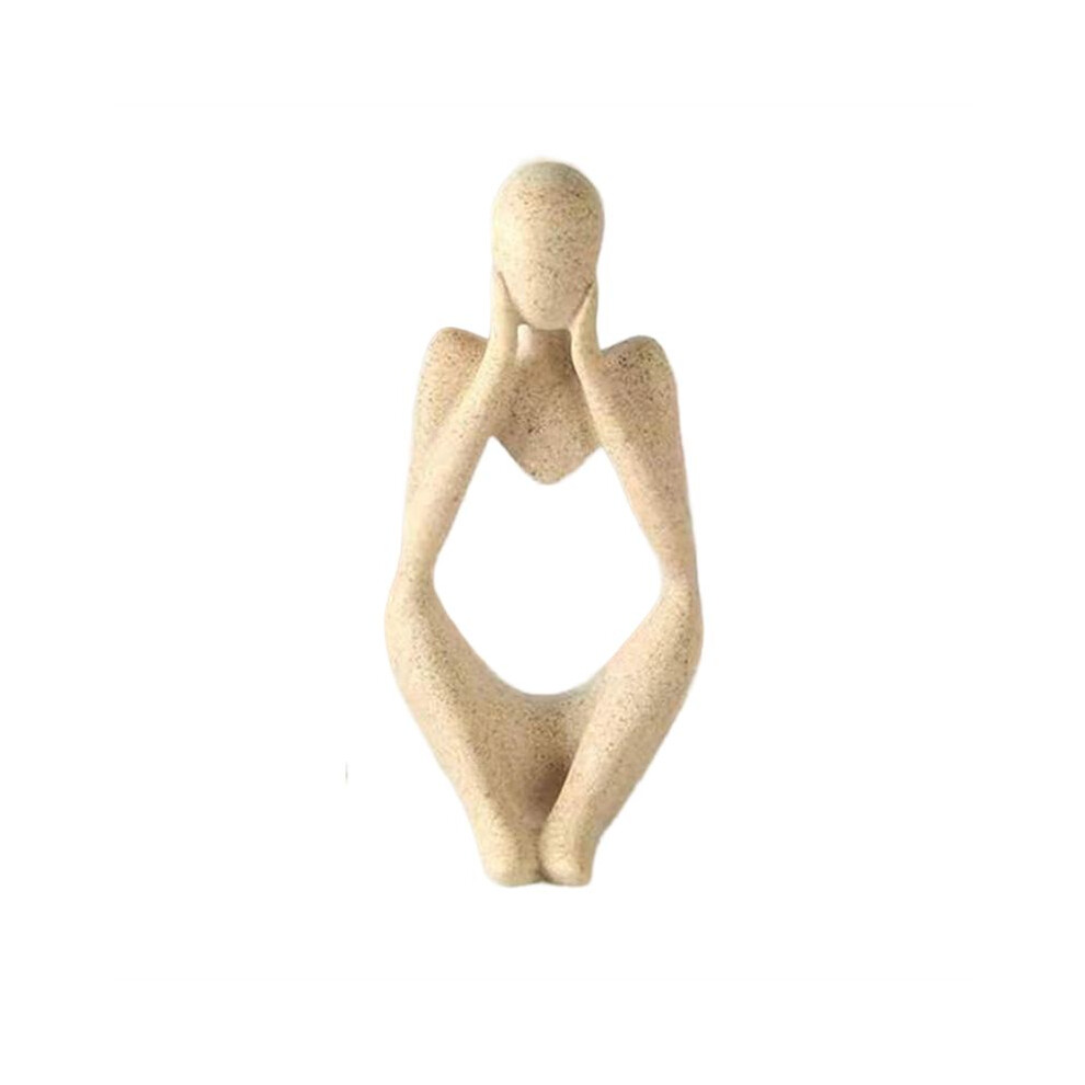1Pcs Minimalist Decor Abstract Thinker Statue Sculpture Set, Neutral Home Decor Sandstone Thinker Figurines-B 6033823948963