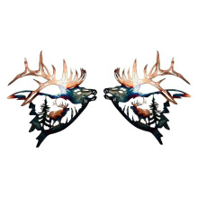 Home Collection Metal Wall Decor, Elk Deer Metal Wall Art Sculpture Silhouette with Rustic Cabin Decor Finish C