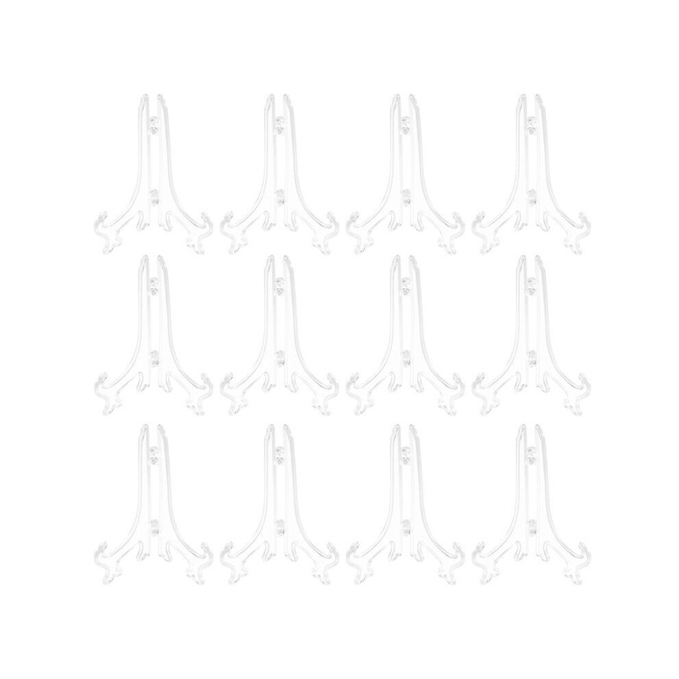 12Pcs/Set Clear Plastic Easels Plate Holders Display Dish Rack Picture Frame Photo Book Pedestal Holder Display Stand Stander 6032229577661