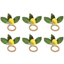 6Pcs Simulation Lemon Plant Napkin Ring Fruit Meal Buckle Hotel Model Room Napkin Ring Napkin Buckle Party Supplies