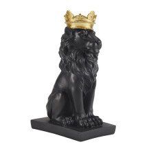 Abstract Crown Lion Statue Home Office Bar Male Lion Faith Resin Sculpture RzemiosłO Animal Art Decor Ornaments - Czarny