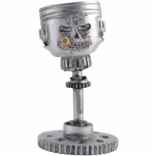 Carving Piston Skull Face Sculpture Resin Art Figurine Creatives Handmade Statue Artwork Home Decorations,14x6x8cm