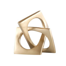 Abstract Geometric Distortion Ornament Desk Decoration Golden Square Collar Artwork Statue Room Aesthetics Decor A