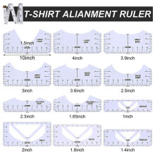 Ensemble de Guide de Règle de T-Shirt de 26 Pièces, Outil de Règle de T-Shirt, Règles D'Impression de Bricolage pour La Conception Du Centre de