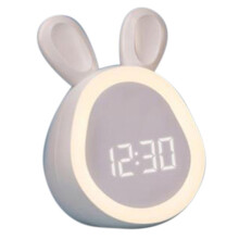 Children Cute Alarm Clock with Night Light Stepless Dimming LED Digital Alarm Clock for Boys and Girls White
