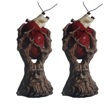 2st Halloween HeartRoots Ornament Rött Anatomiskt Hjärta Träd Staty Hantverk Skrivbord Skräckdekoration