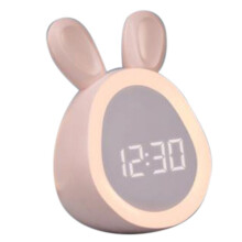 Réveil Mignon pour Enfants avec Veilleuse, Réveil Numérique LED à Gradation Continue, pour Garçons et Filles, Rose