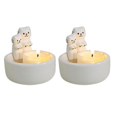 Candelabro de Pareja de Gatos, Vela de Aromaterapia, Candelabro de Decoración del Hogar de Gatos Encantadores, Regalo para Amantes de los Gatos