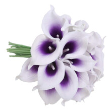 24Pcs Artificial Calla Lily Flowers for DIY Bridal Wedding Bouquet Centerpieces Home Decor( in White)
