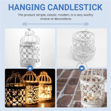 6 Peças de Suportes para Velas, Velas de Chá, Metal, Pendurado, Gaiola de Pássaro Oca, Lanterna, Centro de Mesa Decorativo Vintage para Festa de