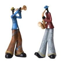 2 Peças Jazz Band Player Figurines Vintage Músico Figura Resina Estátuas Desktop Ornamento Retro Escultura Decoração Interior Casa