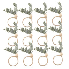 Napkin Rings Set Of 12 Rustic Eucalyptus Wooden Napkin Rings Boho Leaf Wood Bead Farmhouse Napkin Ring Holder