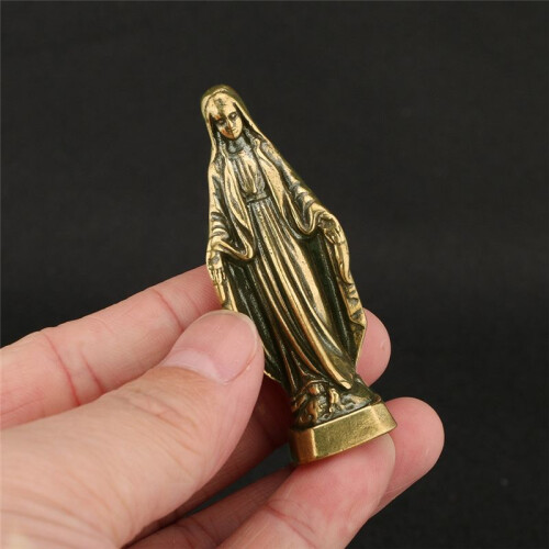 Brass Statue,Catholic Gift Blessed  Statues for Car Home Office Table Decor, Car Dashboard Decorations 2