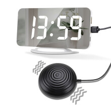 LED-Vibrationswecker, Multifunktional, Dual-USB-Aufladung, Stummschaltung Am Bett, Leuchtend für GehöRlose und SchwerhöRige, Schlummerfunktion