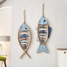 Wooden Fish Wall Decor, Antique Nautical Fish Decoration, Hand Carved Fish Wall Decor, for Mediterranean Beach Theme B