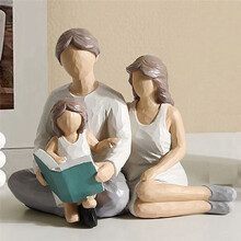 Familie mit 3 Figuren, Dekor, Harz, Familienskulptur, Eltern und Tochter, Statue, Geschenke für die Heimdekoration der Familie