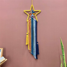 Colgante de Pared Bohemio de Macramé, Arte de Pared con Amanecer y Atardecer, Tapiz con Borlas Hecho A Mano, Decoración de Dormitorio Tejida con