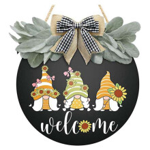 Welkombordjes voor de Voordeur - Deurdecoraties Wanddecoraties voor Feestdagen - Wanddecoratie met Kabouters, Zonnebloemen, Strik Zwart