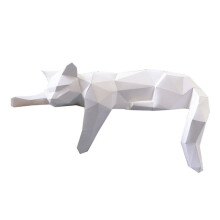 Papierowy Model Kota - Geometryczna, Nowoczesna Dekoracja Pokoju, Rzeźba do Ramy Biurka, Dekoracja Biurka, Leżący Kot