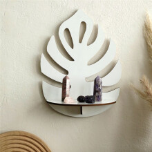 Marco de Pared Flotante de Hojas Blancas, Bandeja de Madera para Macetas, Estante de Almacenamiento, Decoración de Pared para Habitación de Niña,
