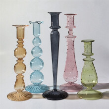 Porta-Velas de Vidro Romântico Castiçal de Vidro Vintage Vaso Transparente Hidropônico Estilo Europeu Presente Transparente Verde
